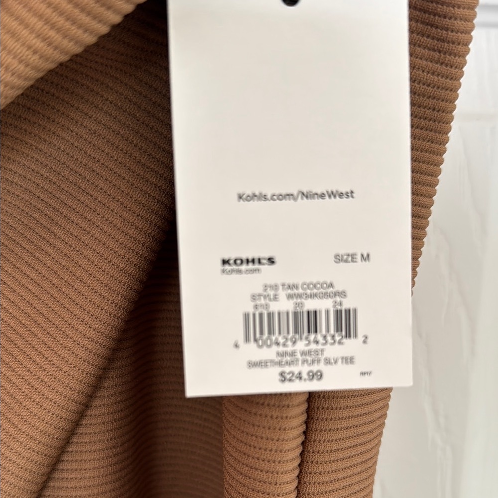 Nine West brown/tan ribbed top - Picture 6 of 6